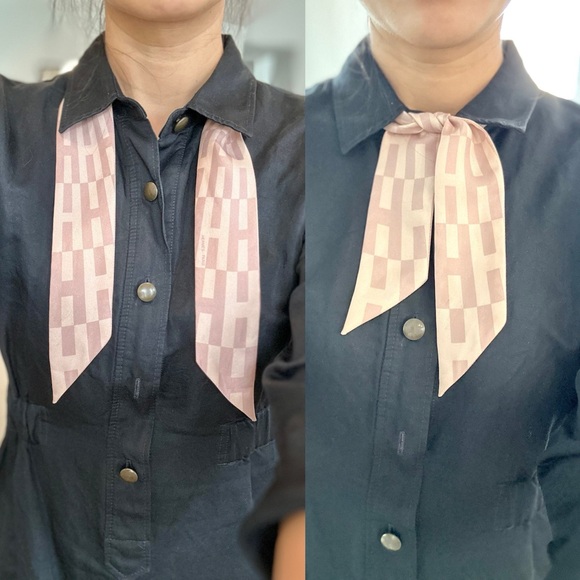 ❤️SOLD❤️ Auth HERMES Pink “H” Monogram Pink Twilly Silk Ribbon 34” x 2” - Picture 16 of 16